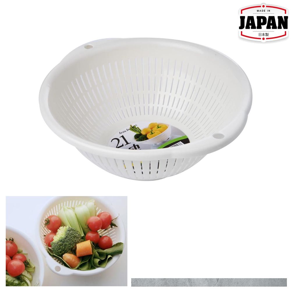 筲箕/瀝水篩 | 內徑21厘米 | 白色 | SANADA | 日本製 | SA-D5054WH